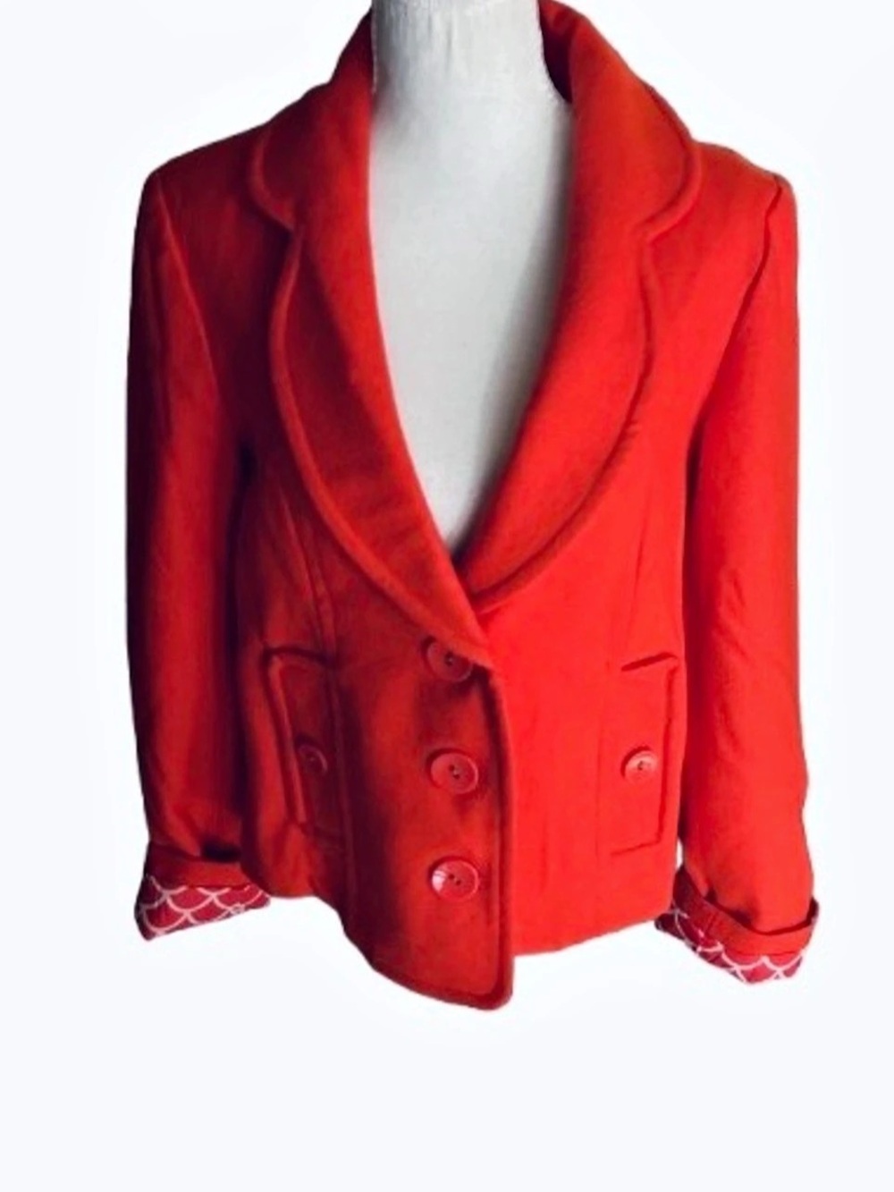 Orange TULLE Large Wool Blend Jacket Coat Pumpkin Fall Boho Bohemian Snow LG